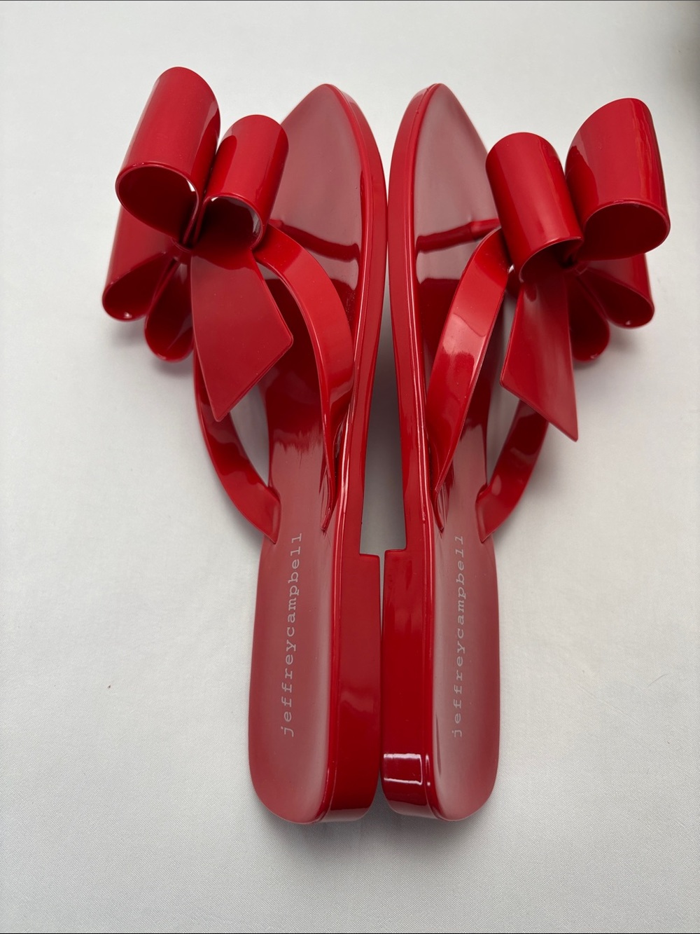 Jeffrey Campbell Women’s 7 Glossy Red Jelly Flip Sandals #707 - Picture 7 of 13